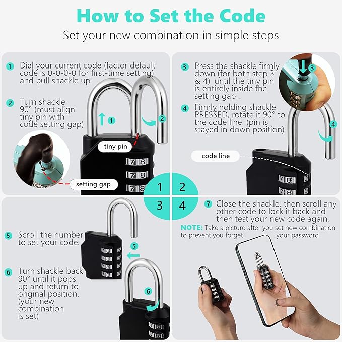 CL11VP Combination Lock, 4 Digit Outdoor Combination Padlock Set Your own - Image 5