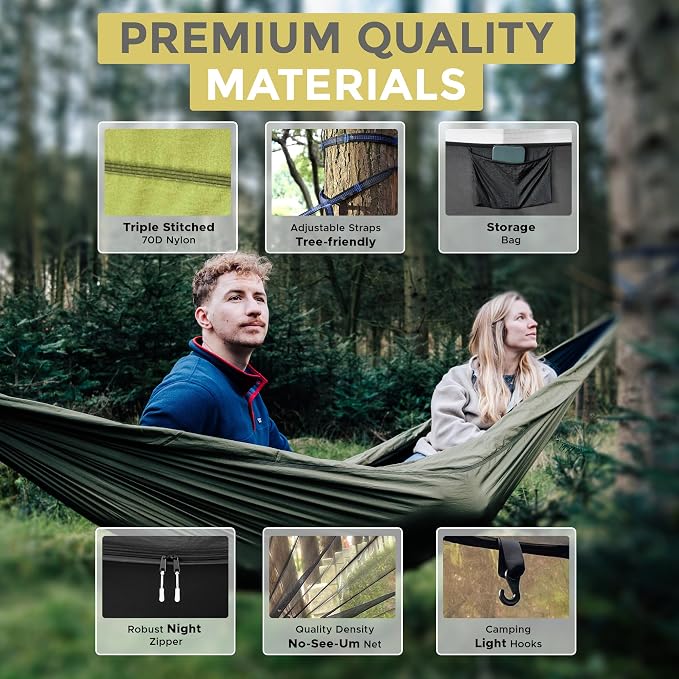 Miztli Camping Hammock -Portable Hammock w/Spacious Net & Tree Straps - Image 6