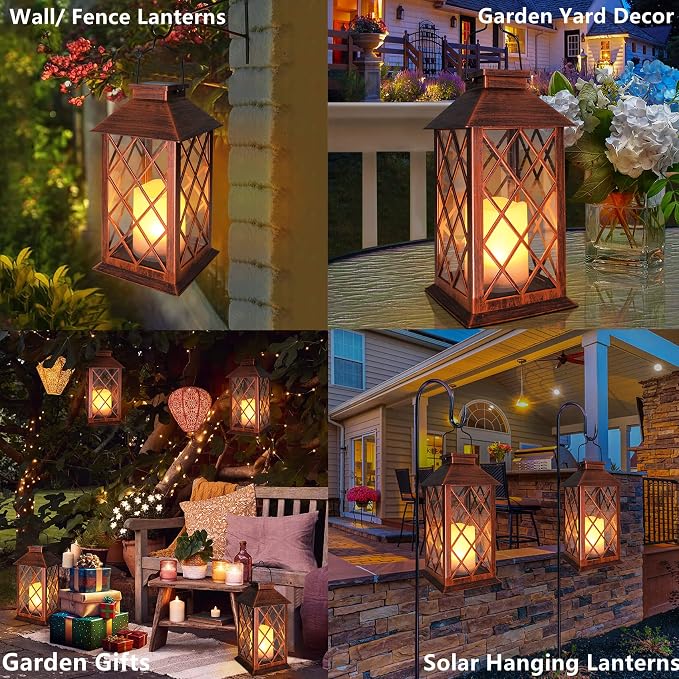 TAKE ME 14" Solar Lantern Outdoor Garden Hanging Lantern Waterproof LED - Image 2