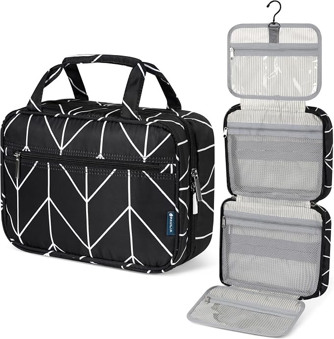 PAVILIA Hanging Toiletry Bag Travel Bag Women Men, Foldable Cosmetic Organizer by PAVILIA