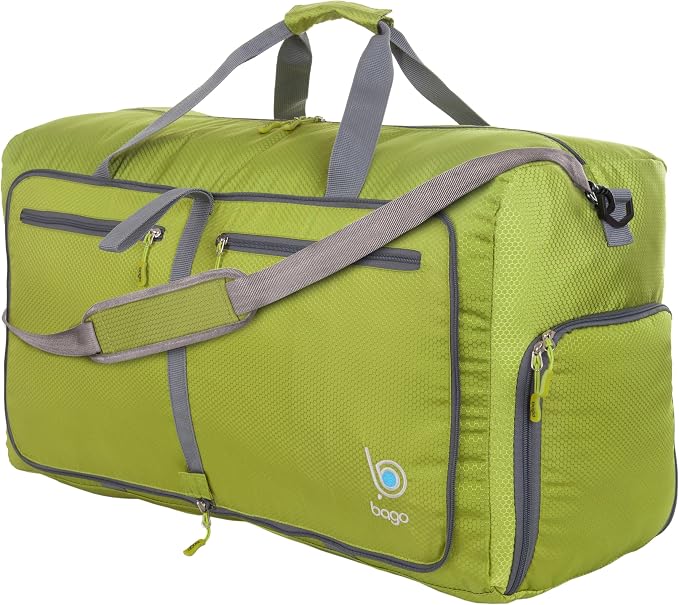 Bago Foldable Duffel Bags for Traveling Women & Men - 60L Medium Packable by BagoTravelBags