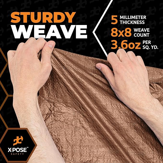 Multipurpose Protective Cover Brown Poly Tarp 8' x 15' - Image 5