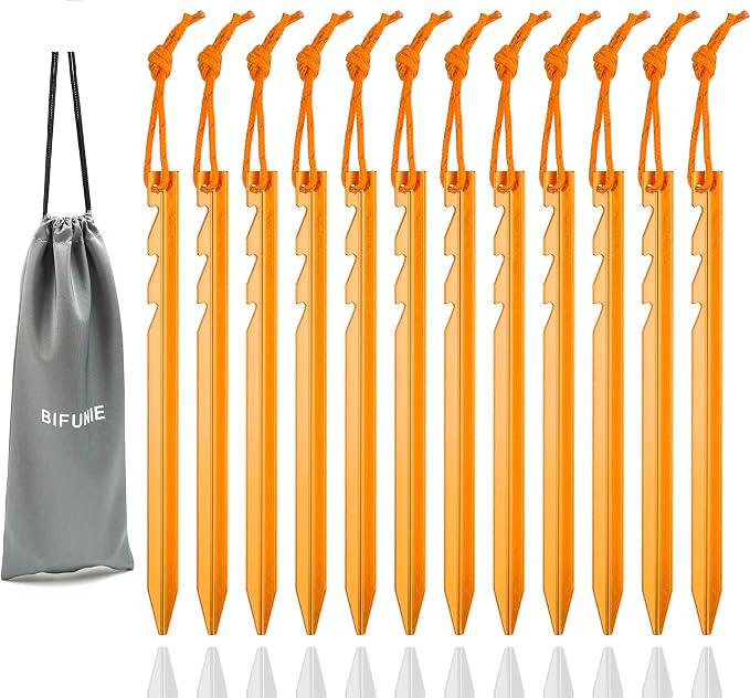 Aluminum Alloy Tent Stakes Pegs, Lightweight Metal Stakes Pegs by BIFUNIE