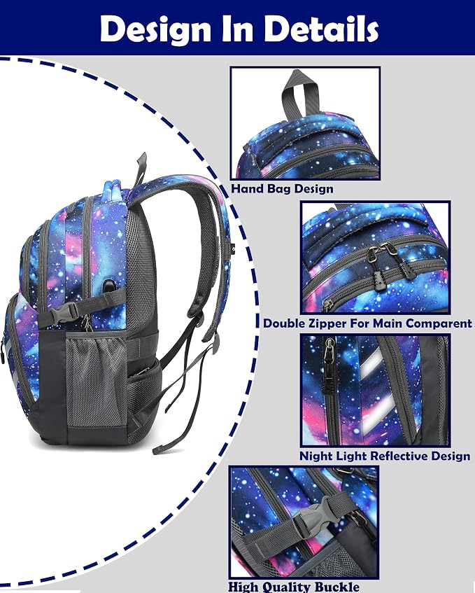 ProEtrade Backpack Bookbag for College Laptop Travel, Fit Laptop Up to 15.6 inch - Image 3