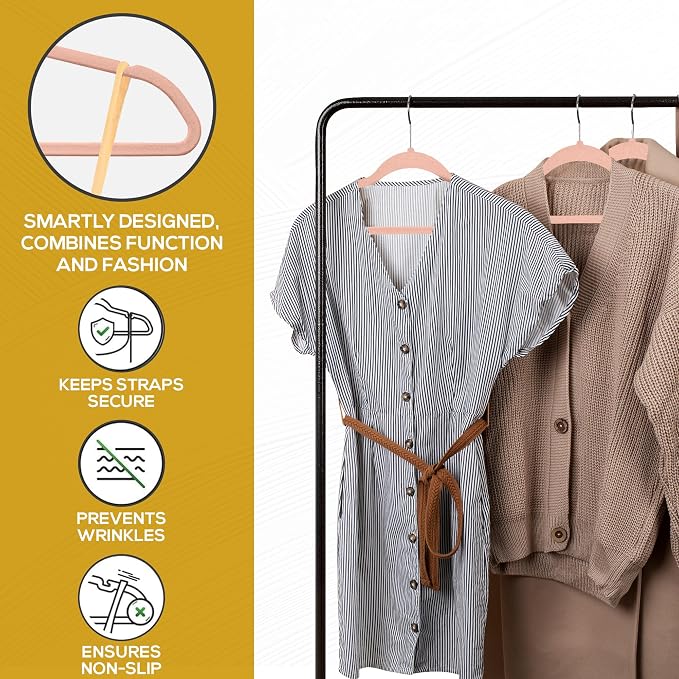 50 Pack New Premium Quality Velvet Hangers Ultra Thin Non Slip Adult Felt Space - Image 4
