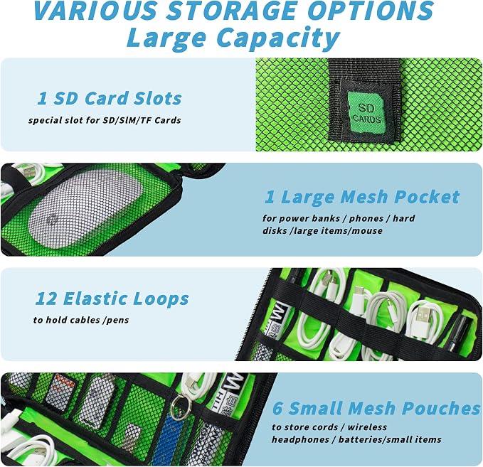 Electronics Organizer, Travel Cord Organizer Pouch, Portable Cable Organizer - Image 5