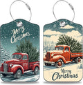 Red Truck Carrying Christmas Tree Set of 2 Luggage Tags by Unknown