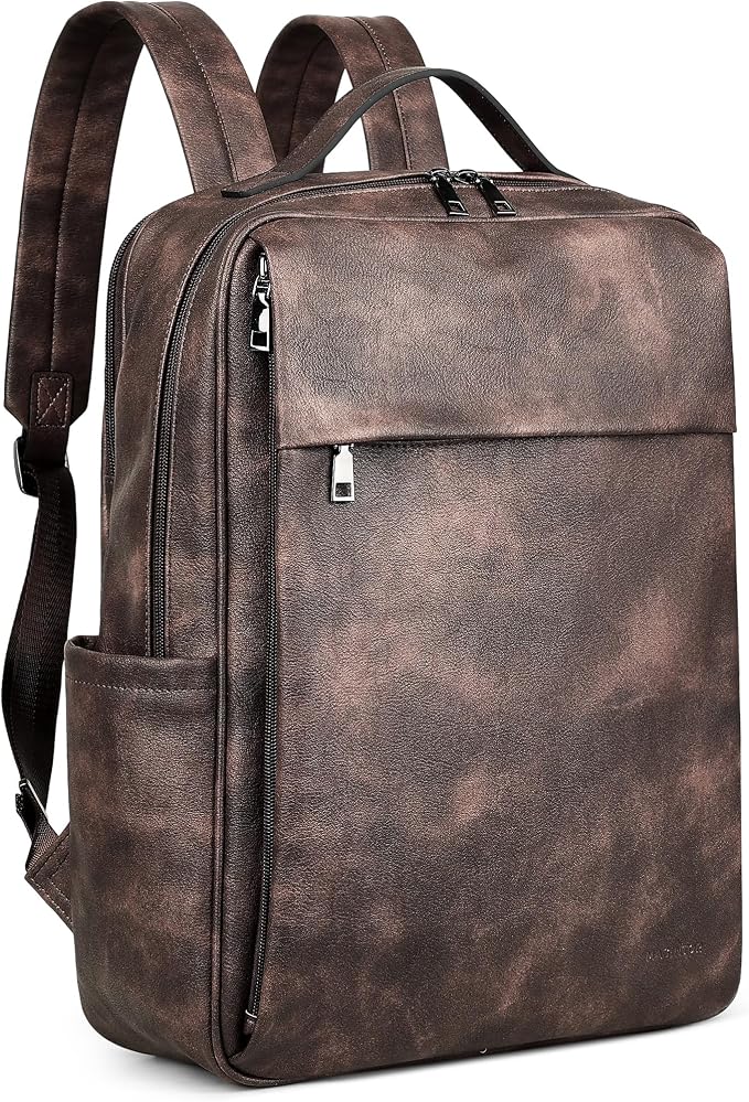 MASINTOR 15.6 inch PU Leather Laptop Backpack Purse by MASINTOR