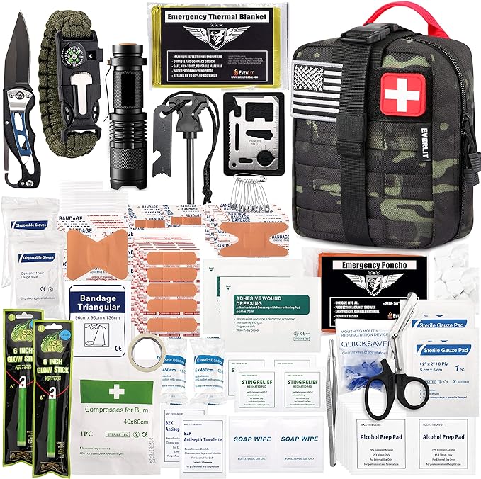 EVERLIT 250 Pieces Survival First Aid Kit IFAK EMT Molle Pouch Survival Kit by EVERLITSURVIVAL