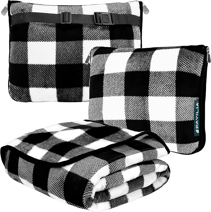 PAVILIA Travel Blanket Pillow, Soft Airplane Blanket 2-in-1 Combo Set, Plane by PAVILIA