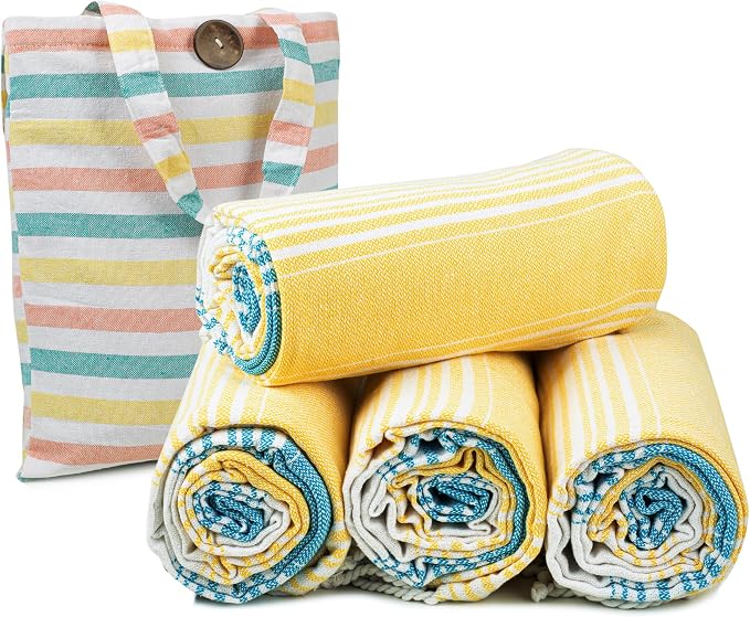 HILLFAIR Cotton Turkish Beach Towels, Quick Dry Lightweight Sand Free Peshtemal by HILLFAIR