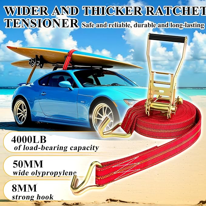 2Pack Ratchet Straps Heavy Duty, 2” 32Ft Tie Down Straps Ratchet, Tie Down - Image 5