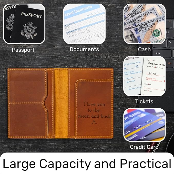 HIFA Personalized Leather Passport Holder, Handmade Passport Cover - Image 5