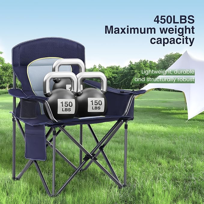 HIGH POINT SPORTS Oversized Camping Folding Chair, Heavy Duty Portable Outdoor - Image 3
