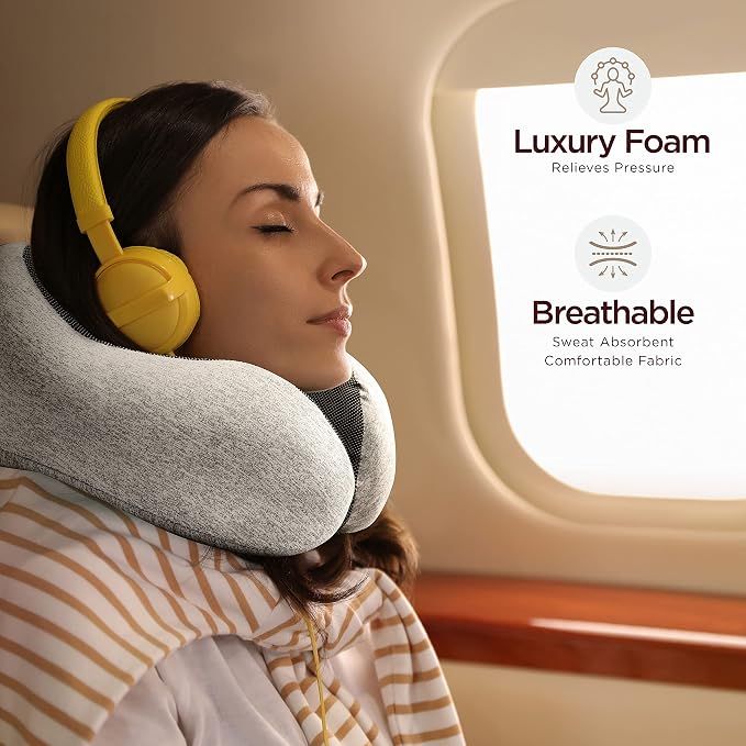 Airplane Neck Pillow Includes Travel Pillow + Airplane Phone Holder Mount + Eye - Image 5