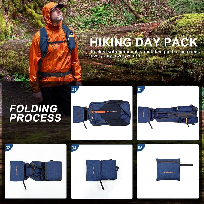 20L Small Hiking Backpack for Men Women Foldable Packable Back Pack Ultralight - Image 7