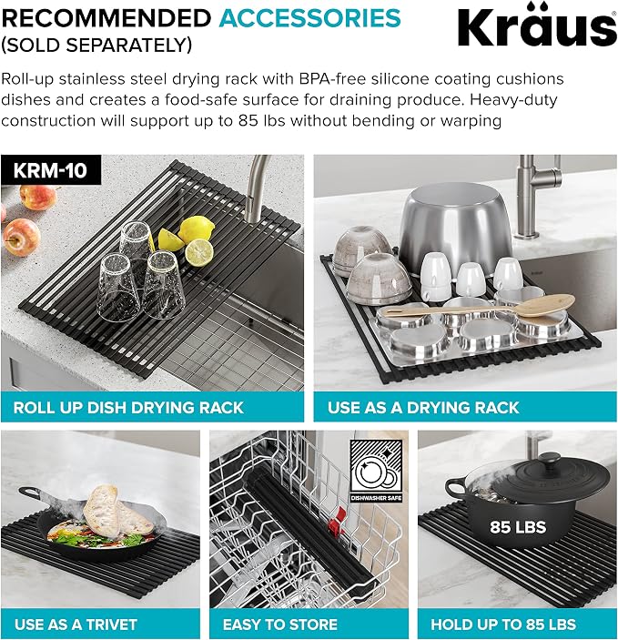 KRAUS Dex 33-inch Undermount 16 Gauge Stainless Steel Single Bowl Kitchen Sink - Image 11