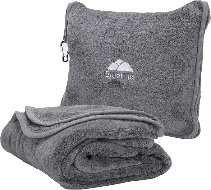 BlueHills Premium Soft Long Travel Blanket Pillow by BlueHills