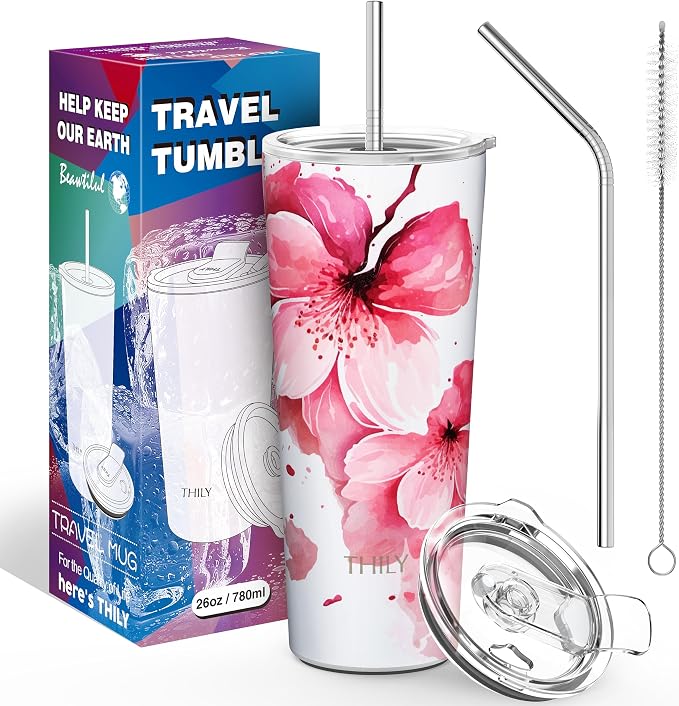 THILY Stainless Steel Vacuum Insulated Tumbler Travel Mug 26 oz Coffee Cup - Image 6