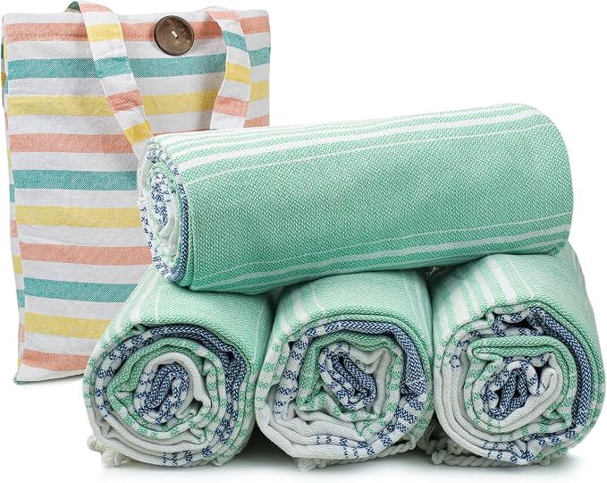 HILLFAIR Cotton Turkish Beach Towels, Quick Dry Lightweight Sand Free Peshtemal by HILLFAIR