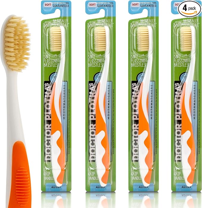 MOUTHWATCHERS Soft Flossing Toothbrushes, Value Pack of 4, Manual Toothbrush by Mouthwatchers