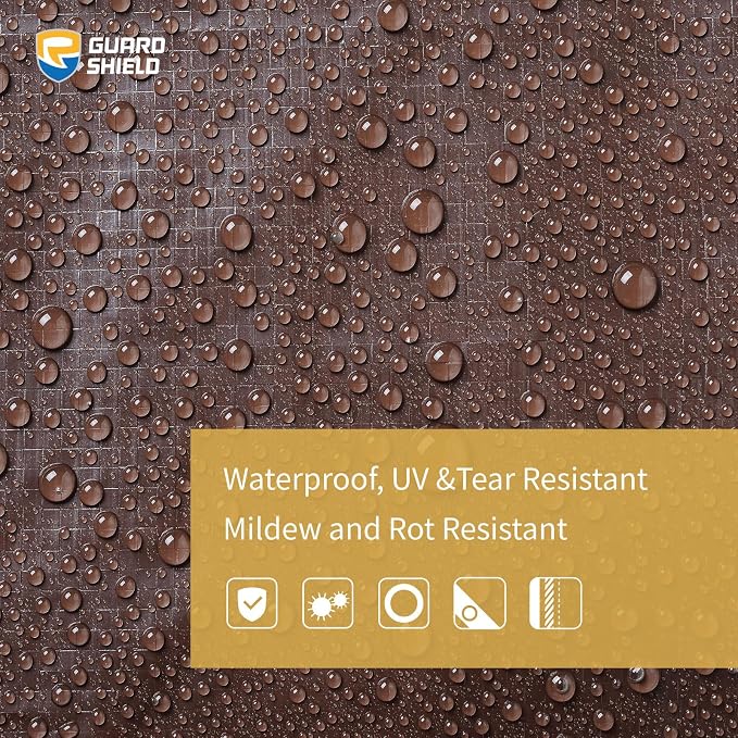 GUARD SHIELD Brown Tarp 10x10 Feet Waterproof Tarps Lightweight Camping Tarp - Image 3