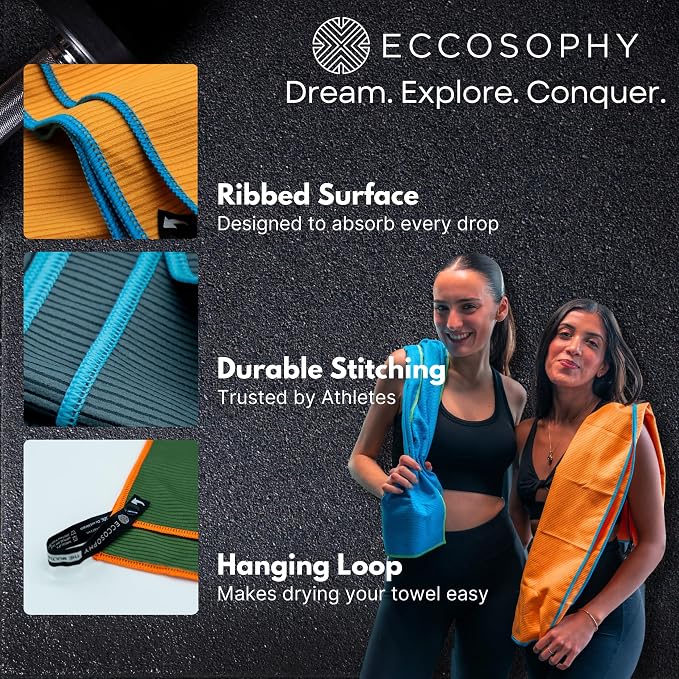 ECCOSOPHY Microfiber Beach Towel – Quick Dry Gym Towel, Highly Absorbent - Image 2