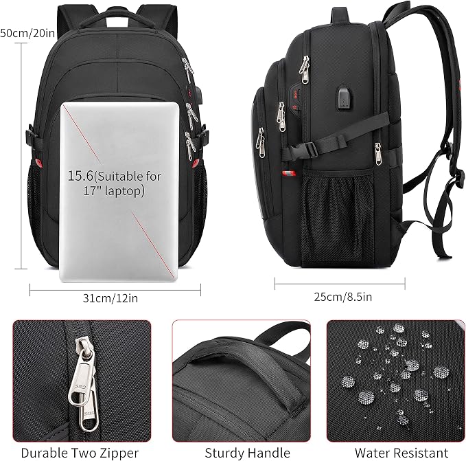17.3 inch Laptop Backpack, School Bookbag Computer Rucksack - Image 4