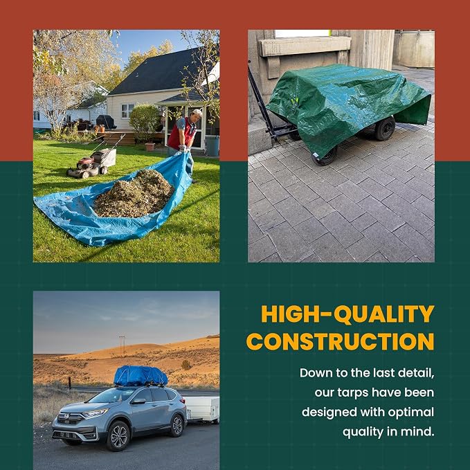 Tarp Cover Brown/Black Heavy Duty 20 Mill Thick Material, Waterproof 18'X24' - Image 5