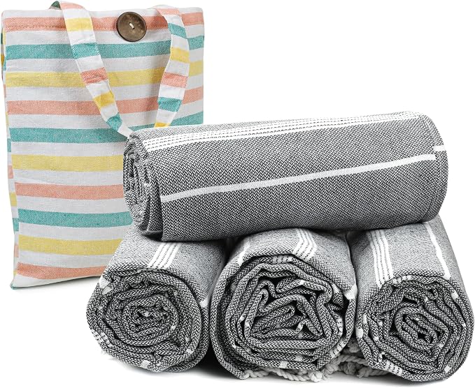 HILLFAIR Cotton Turkish Beach Towels, Quick Dry Lightweight Sand Free Peshtemal by HILLFAIR