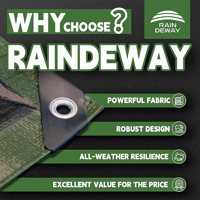 15x30 Feet Tarp Waterproof, 9Mil Thick, Finished Size Tarps, UV Resistant - Image 2