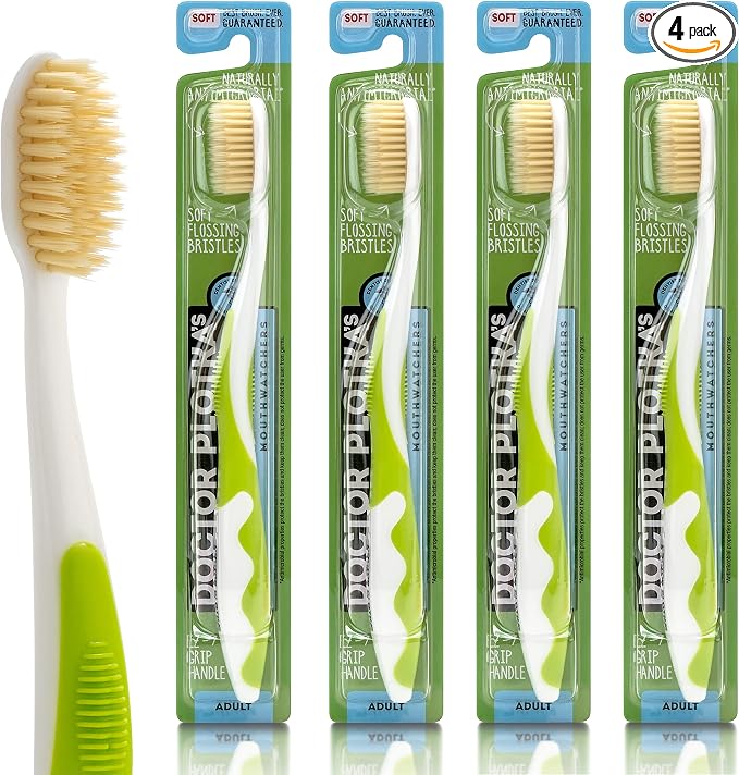 MOUTHWATCHERS Soft Flossing Toothbrushes, Value Pack of 4, Manual Toothbrush by Mouthwatchers