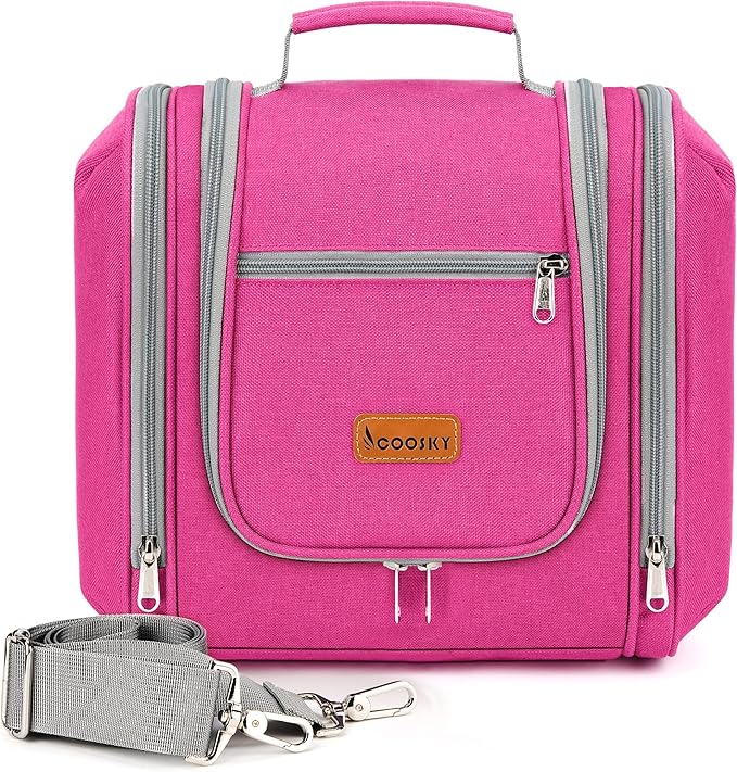 Hanging Travel Toiletry Bag for Women and Men, 6 Organizer Compartments by COOSKY