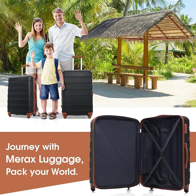 Merax Luggage sets of 3 Piece 20 24 IN Carry on Luggage Hard Case Black and - Image 5