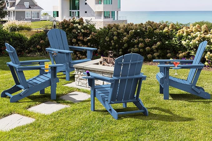 SERWALL Folding Adirondack Chair, HDPE Adirondack Chairs, Plastic Outdoor - Image 9