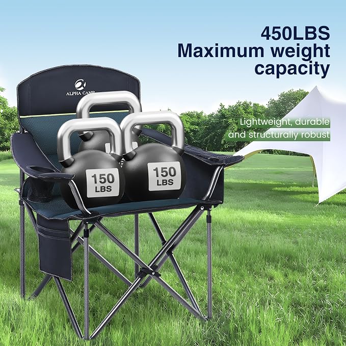 HIGH POINT SPORTS Camping Folding Chair, Heavy Duty Oversized Portable Outdoor - Image 6