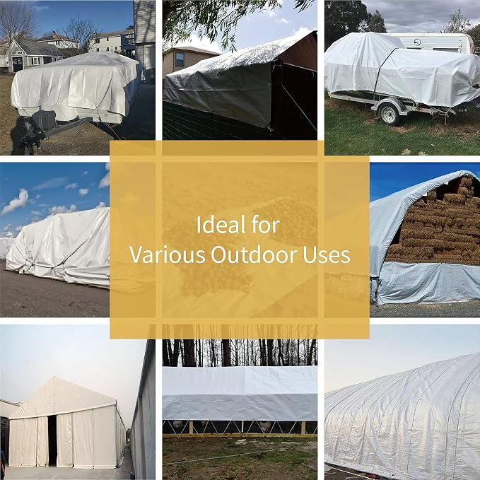GUARD SHIELD Tarp White 8x12 Feet Multi Purpose Waterproof Poly Tarp Cover 5mil - Image 6