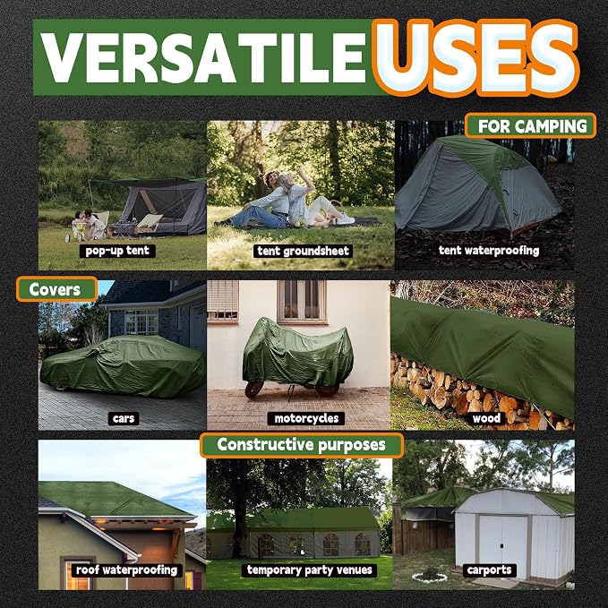 4x6 Feet Tarp Waterproof, Small Tarp, 9Mil Thick, Finished Size Tarps, UV - Image 7
