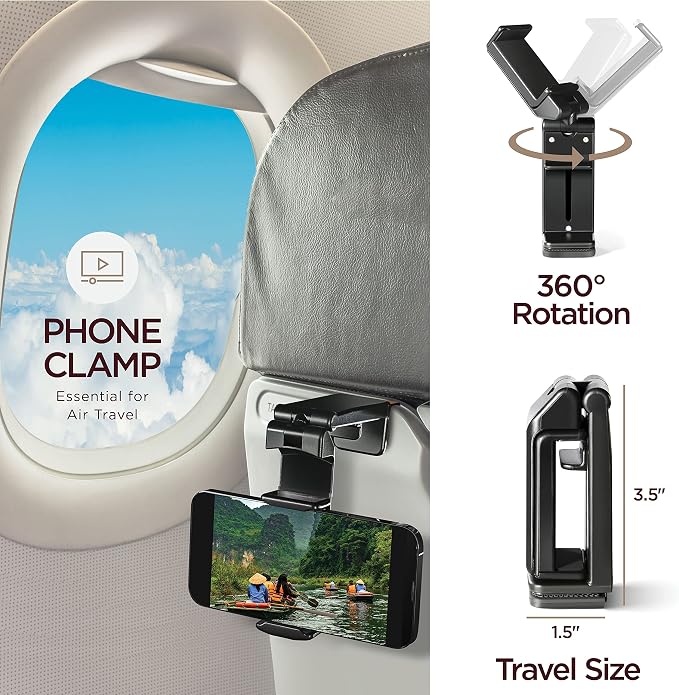 Airplane Neck Pillow Includes Travel Pillow + Airplane Phone Holder Mount + Eye - Image 5