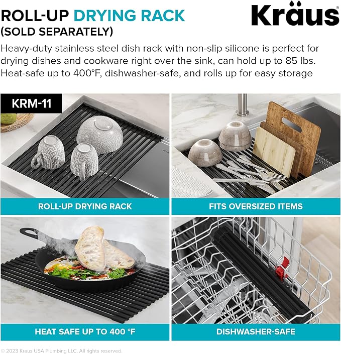 KRAUS Bellucci 25-inch Granite Workstation Drop In Top Mount Single Bowl - Image 14