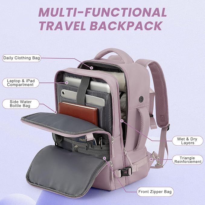 Travel laptop Backpack for Women, Personal Item Size Flight Approved, 16 Inch - Image 4