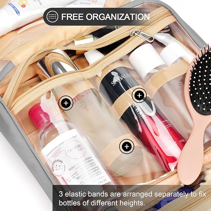 Travel Hanging Toiletry Bag for Women, Holds Full-Size Shampoo, - Image 6