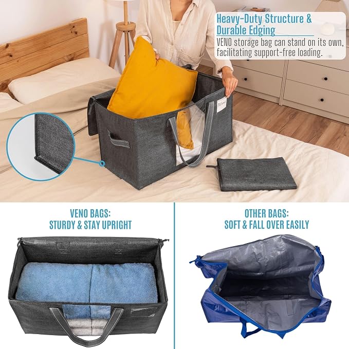 VENO 4 Pack Moving Bags, Comforter and Blanket Storage Bags - Image 3