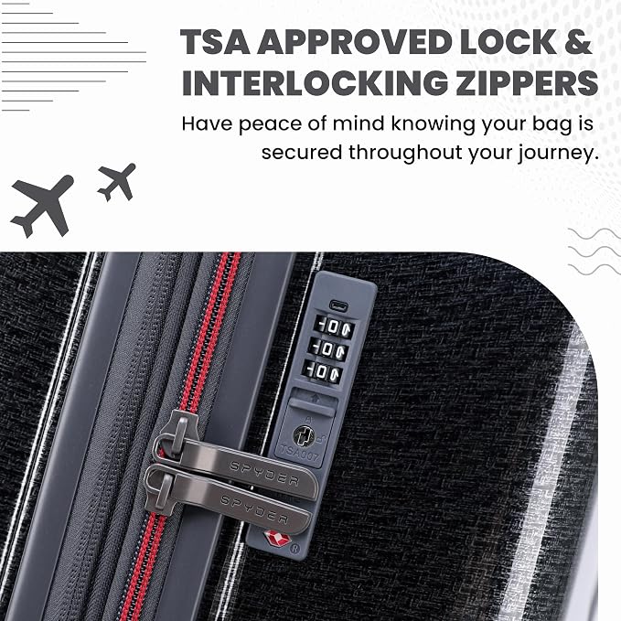 Spyder Traverse 3 Piece Luggage Set, 360° Spinner Wheels, TSA Approved Lock - Image 6