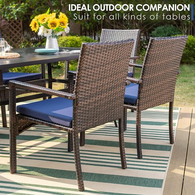 PHI VILLA Patio Wicker Chair Set of 2, Outdoor Modern PE Rattan Armchair - Image 9