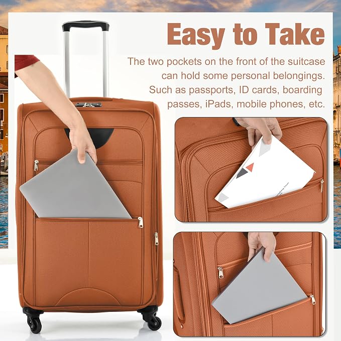 Merax Softside Luggage Set Softshell Lightweight 3 Piece Spinner Suitcase - Image 5