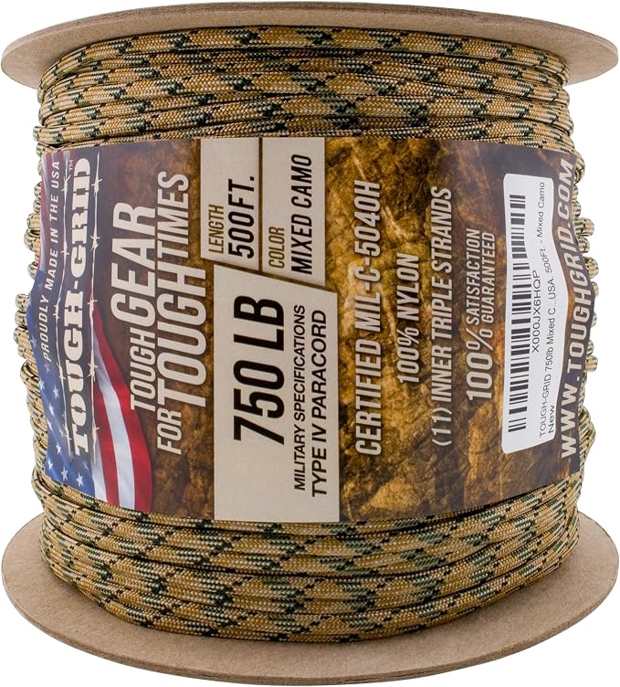 TOUGH-GRID 750 Paracord Rope Nylon Parachute Cord, Made in USA Survival Kit - Image 4