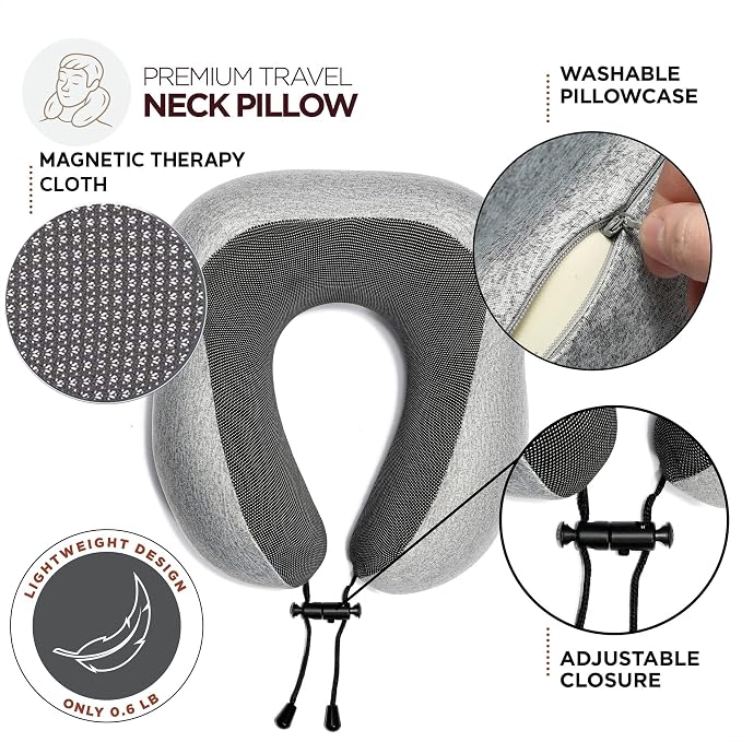 Airplane Neck Pillow Includes Travel Pillow + Airplane Phone Holder Mount + Eye - Image 3
