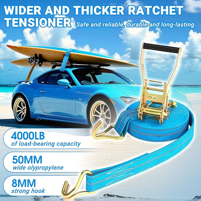 4Pack Heavy Duty Ratchet Straps, 2” 32Ft Ratchet Tie Down Strap, Tie Down - Image 5
