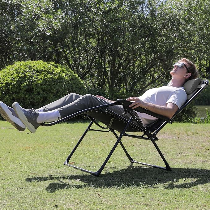 Oversized Padded Zero Gravity Lounge Chair, Foldable Patio Anti Gravity - Image 7